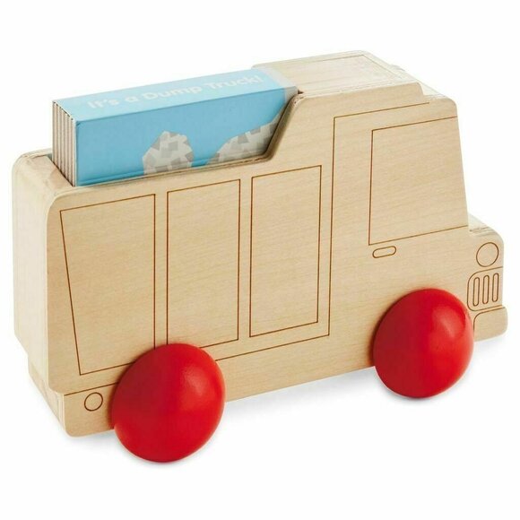 Hallmark Toy Wooden Dump Truck Book Toddler Construction Push Pull - Picture 1 of 2